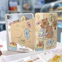 ราคา เคส Ipad 360 Rotationcherry Cake Capybara เหมาะสําหรับอะคริลิค iPad Air6 Gen7 8 9 10 2 Gen5 6 9 7 Air4 Air5 10 9 Pro11 Gen10 Triple พับ iPad Cover (24134043485)