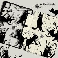 ราคา เคส ipad อะคริลิคพับได้พร้อมช่องเสียบปากกาป้องกันการงอเล่นแมวดําเหมาะสําหรับ ipad gen9 gen7 gen8 10 2 air1 2 gen5 6 9 7 air3 pro 11 2021 2022 mini6 7 8 3 gen10 air4 air5 air6 (26168934914)