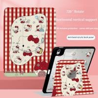ราคา เคส IPAD อะคริลิคใสเหมาะสําหรับ IPAD Air6 Air5 Air4 10 9 Pro11 Gen10 Gen9 Gen8 Gen7 10 2 ลายสก๊อต Hello Kitty Gen6 Gen5 Air1 Air2 Air3 720 ฝาครอบ iPad หมุนได้ (28716860299)