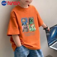 ราคา เสื้อยืดแขนสั้นสำหรับเด็กผู้ชาย ทำจากผ้าฝ้ายแท้ พิมพ์ลาย Minecraft สไตล์สบายๆ (42667791632)