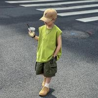 ราคา เด็กชายฤดูร้อนผ้าฝ้ายแท้เสื้อกั๊กแขนกุดเสื้อกั๊กกลางเด็กใหญ่หล่อบางแห้งเร็วเสื้อยืดกีฬาด้านบน (27132198871)