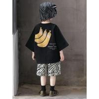 ราคา เสื้อยืดแขนสั้นพิมพ์ลายกล้วยสีดําเด็กกางเกงขาสั้นลายม้าลายชุดสองชิ้น (43807038856)