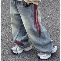 ราคา เสื้อผ้าเด็ก กางเกงยีนส์สีแดง แบบวินเทจ นุ่ม สวมใส่ง่ายและสบาย (40467911578)