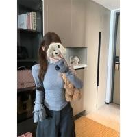 ราคา เสื้อยืดแขนยาวทรงเข้ารูปสีเทาสำหรับผู้หญิง (45801920767)