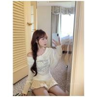 ราคา เสื้อยืดแขนยาวพิมพ์ลายไหล่เอียงสีขาว สำหรับผู้หญิง ฤดูใบไม้ร่วง (42425347909)