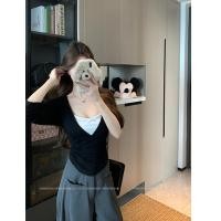 ราคา เสื้อเชิ้ตสไตล์เกาหลีสีดำเหมือนสตรอเบอร์รี่สำหรับผู้หญิง ออกแบบเป็นสองชิ้น มีโบว์และลวดลายเล็กๆ เหมาะสมใส่ในช่วงต้นฤดูใบไม้ร่วง (40724520369)