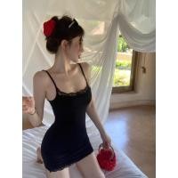 ราคา TINRRY ชุดเดรสสายเดี่ยวลูกไม้สีดํารัดรูปสาวฮอต (43704846119)