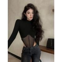 ราคา เสื้อยืดแขนยาวสีดำสตรอเบอร์รี่ ผ้ากอซ สไตล์เกาหลี ทรงเข้ารูป (45301526677)