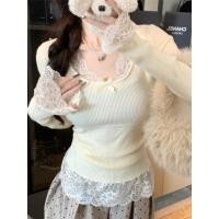 ราคา ชุดนอนลายลูกไม้ U คอ แขนยาว สไตล์เซ็กซี่ สีขาวด้านบนและสีดำด้านใน (57400532309)