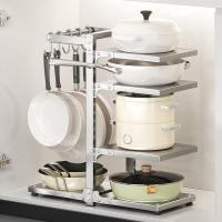 ราคา พร้อมสต็อกจัดส่งที่รวดเร็ว ชั้นวางหม้อที่เก็บของในครัวหลายชั้นตู้เรียบร้อยอ่างล้างจานพร้อมตะขอ304ชั้นเก็บหม้อสแตนเลส01 (25447363328)