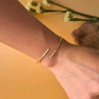 ราคา WELRY acc กำไลข้อมือ สีทอง ปลายขอบประดับเพชรCZ รุ่น Aria (19284051735)