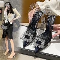 ราคา รองเท้าส้นสูง สายคล้องข้อเท้า ประดับคริสตัล หัวแหลม สีดํา สําหรับผู้หญิง (23039041801)