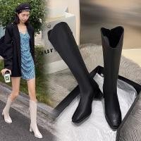 ราคา รองเท้าบูทหนัง ส้นสูง ความยาวเข่า หัวกลม สีดํา สีเบจ แฟชั่นสําหรับผู้หญิง 34 (20743069430)