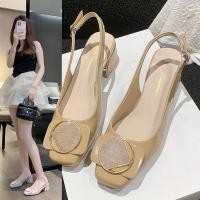 ราคา รองเท้าหนัง ส้นเตี้ย หัวสี่เหลี่ยม แต่งสายรัดข้อเท้า สําหรับผู้หญิง ไซซ์ 34 (17195799260)