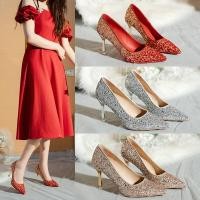 ราคา รองเท้าส้นสูง รองเท้าหนัง หัวกลม สีแดง สําหรับผู้หญิง 34 (22014392896)