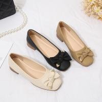 ราคา รองเท้าหนัง ส้นแบน หัวเหลี่ยม แบบสวม สีดํา สําหรับผู้หญิง (17595047074)