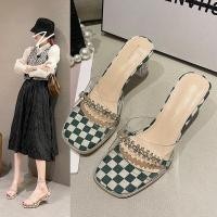 ราคา รองเท้าส้นสูง หนังคริสตัล สีดํา สีเขียว สําหรับผู้หญิง (17369579728)