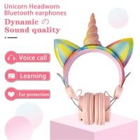 ราคา Hot Unicorn หูฟังเด็กชุดหูฟังบลูทูธเพลงการ์ตูนหูฟังไร้สาย (27816209753)