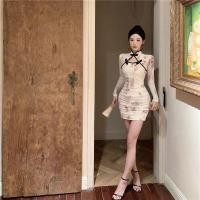 ราคา พิมพ์จีบย้อนยุคเก็บเอวชุดเดรสสั้นดูผอมเรียบหรู (29723005132)