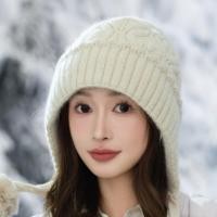 ราคา MISMEMO หมวกผู้หญิงฤดูหนาว แบบขี้เกียจสองชั้น ทำจากขนกระต่ายแท้ ป้องกันลมเย็นรอบใบหน้า (44801919711)