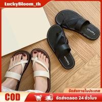 ราคา ลดราคา รองเท้าแตะชายหาดฤดูร้อนและสวมใส่ในชีวิตประจำวัน 2025 รองเท้าแตะส้นแบนแบบเกาหลีสำหรับผู้หญิง สีพื้น สายไขว้ กันลื่น ระบายอากาศได้ดี LuckyBloom (49850297755)