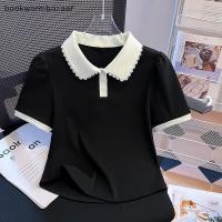 ราคา เสื้อลำลองสำหรับผู้หญิง ออกแบบแบบเกาหลี มีเชือกผูกและสีตัดกัน พร้อมแขนสั้นใช้งานได้หลากหลาย (47300306037)