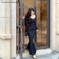 ราคา ชุดเดรสคอยูเซ็กซี่แขนยาวแบบหางปลาน่ารักสำหรับต้นฤดูใบไม้ร่วง (47800296267)