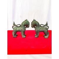 ราคา สิงห์ เมตตามหาบารมี สิงห์คู่ ตำหรับ หลวงพ่อเดิม วัดหนองโพ เนื้อทองเหลือง กว้าง4 5นิ้ว (27213579094)