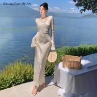 ราคา ชุดเดรสแขนยาวสไตล์จีนและฝรั่งเศสสำหรับงานปาร์ตี้ (57451413057)