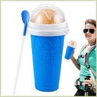ราคา Slush Cooling Cup ซิลิโคน Slush Maker ถ้วยโฮมเมดนม Shaker เกรดอาหาร Cool แก้วพร้อมฝาปิดฟางนํากลับมาใช้ใหม่ fescantth (44063947935)