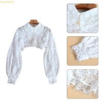 ราคา เสื้อฮalter top แฟชั่นเกาหลีแขนยาว ออกแบบมาในสไตล์คอปกDickey Hollow Out Eyelash พร้อมลายโคมไฟปลอมและครึ่งตัวลายดอกไม้ลูกไม้ (52401514122)