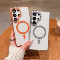 ราคา หรูหราสองสีแม่เหล็กชาร์จไร้สายเคสใสสําหรับ Samsung Galaxy S25 Ultra Plus S24 S23 Ultra Plus Simple Clear Hard กันกระแทกป้องกันปกหลัง (41514534014)