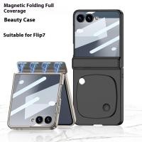 ราคา SAMSUNG สําหรับ ซัมซุง กาแลคซี Z พลิก 7ปลอกอัลตร้าบางเคลือบแม่เหล็กเต็มบานพับป้องกันกรณีที่มีกระจกโต๊ะเครื่องแป้งด้านหน้าป้องกันฮาร์ดกันกระแทกปกหลัง (42215514474)