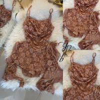 ราคา เดรสสายเดี่ยวลูกไม้แต่งชายระบายสองข้างกระโปรงกางเกง (40951186126)