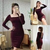 ราคา เดรสสั้นแขนยาวผ้าพรีเมี่ยมแต่งรีดเพชร MB G21 (43161313670)