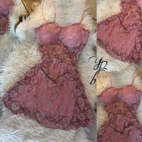 ราคา เดรสสายเดี่ยวลูกไม้มีซับกางเกงผ้ายืดDN 966 (40701880050)