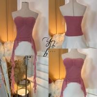 ราคา เสื้อเกาะอกตาข่ายซีทรูแต่งระบายยาวสองข้างอะไหล่ทอง YNB (28837109856)