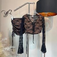 ราคา Set ลูกไม้เสื้อแขนยาวสานหน้ากระโปรงรูดข้าง MK (28316814313)