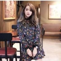 ราคา Flower Dress พร้อมส่ง เดรสลายดอกไม้ โทนสีกรม แขนยาว งานป้ายypy (40171689800)