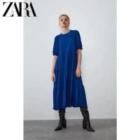 ราคา E366 Zara เดรสยาวซาร่าแท้สีน้ำเงิน Size XS Made in Turkey (49500657398)