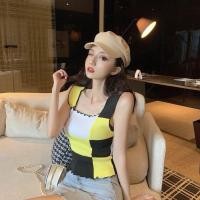 ราคา E062 เสื้อกล้ามลายตารางไหมพรมผ้าร่องทอหนา โทนสีเหลืองดำ (44370741392)