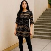 ราคา ล264 Gianni Bini Dress Mini Dress Shear Sleeves Black Gold Party (43973140518)