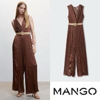 ราคา E099 Mango Satin Jumpsuit With Belt Dark Brown Size M (43650467947)