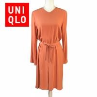 ราคา E298 Uniqlo Coral Long Sleeve Minimalist Classic Dress (43625347056)