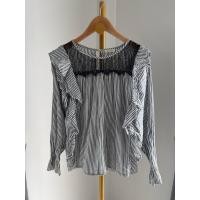 ราคา E240 เสื้อเชิ้ตลายทางแขนยาวแต่งระบายและลูกไม้สีดำจาก River Island (43573006906)