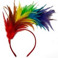 ราคา ที่คาดผมขนนก Burlesque Headpiece สีรุ้ง LGBTQ (43553297072)