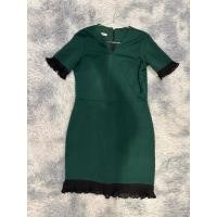 ราคา E291 ชุดเดรสสั้นสีเขียวเข้มแขนสั้นแต่งระบายสีดำ Nuchy (42971028956)
