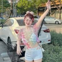 ราคา E032 เสื้อตาข่ายผีเสื้อ เสื้อซีทรู เสื้อตาข่ายซีทรู เสื้อซีทรูผีเสื้อ (40009984556)