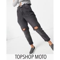 ราคา E219 Topshop Moto Mom Jeans Made in Turkey W26 กางเกงยีนส์สีดำฟอก (29191731868)
