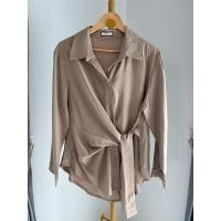 ราคา Mirror Sister เสื้อเชิ้ตสีน้ำตาลแบบผูกเอว (28843432664)